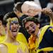 Michigan freshman Karl Randall, of Cleveland, Ohio, sticks his tongue out as he hangs out before the start of Tuesday's Ohio State game at Crisler Center on Tuesday, Feb. 5. Melanie Maxwell I AnnArbor.com